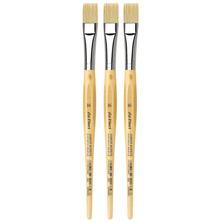 JUNIOR BORSTE Synthetic Student Brush, Synthetic, Tempera, Flat, Series 329, Size 16, Pack of 3