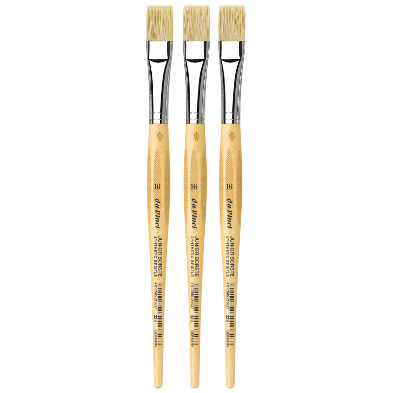 JUNIOR BORSTE Synthetic Student Brush, Synthetic, Tempera, Flat, Series 329, Size 16, Pack of 3