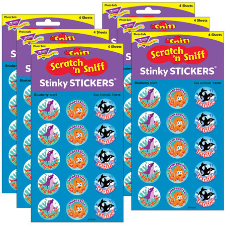 Sea Animals/Blueberry Stinky Stickers&reg;, 60 Per Pack, 6 Packs