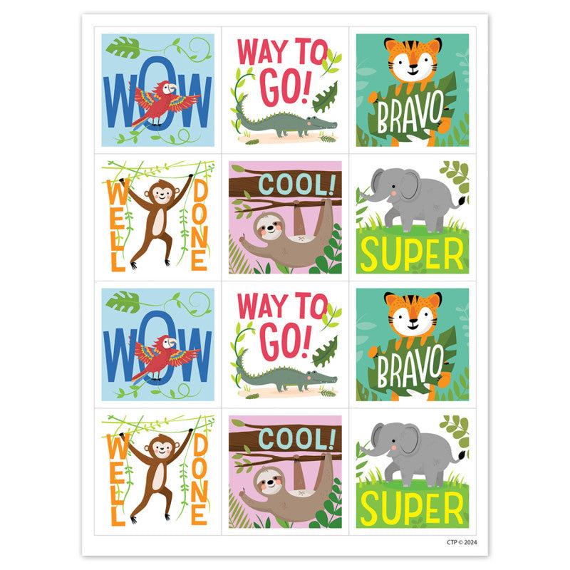 Jungle Friends Reward Stickers, Pack of 60