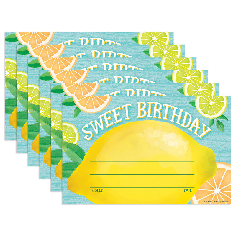 Lemon Zest Sweet Birthday Awards, 30 Per Pack, 6 Packs