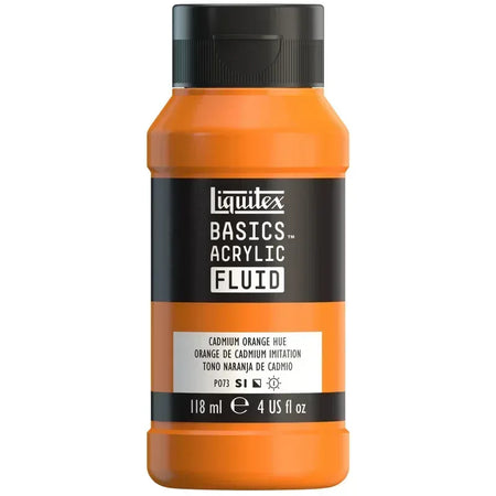 BASICS Acrylic Fluid, 118 mL Bottle, Cadmium Orange Hue