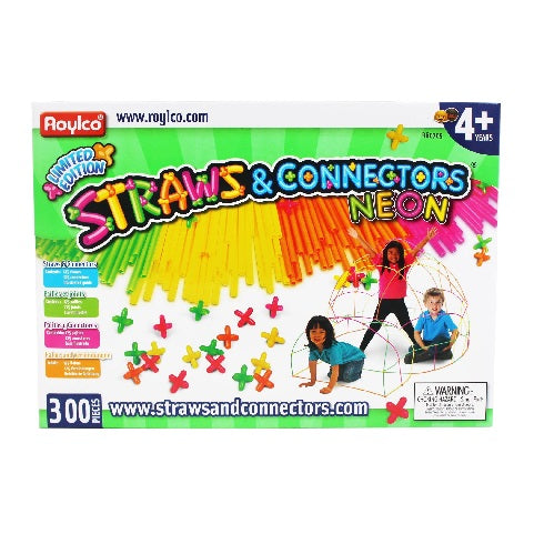 Roylco Straws & Connectors 300 Pieces Neon, R-60705
