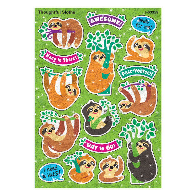 Thoughtful Sloths Sparkle Stickers&reg;, 32 Count