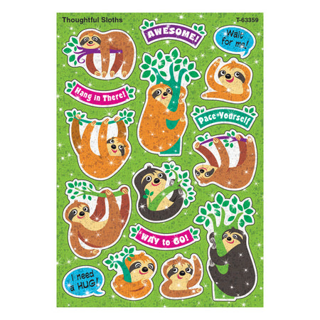 Thoughtful Sloths Sparkle Stickers&reg;, 32 Count