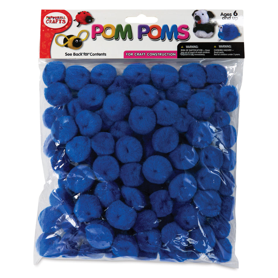 Craft Acrylic Pom Poms - Pkg of 100, 1", Royal Blue, (243RB)