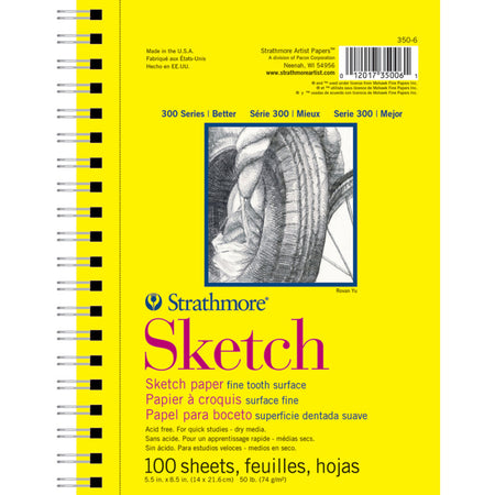 300 Series Sketch Pad, Side Wire Binding, 100 Sheets, 5.5x8.5 inch