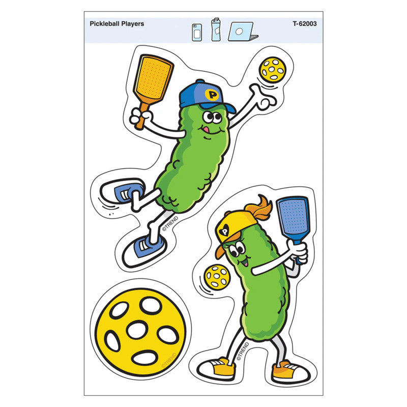Pickleball Players Vinyl Stickers, Pack of 3