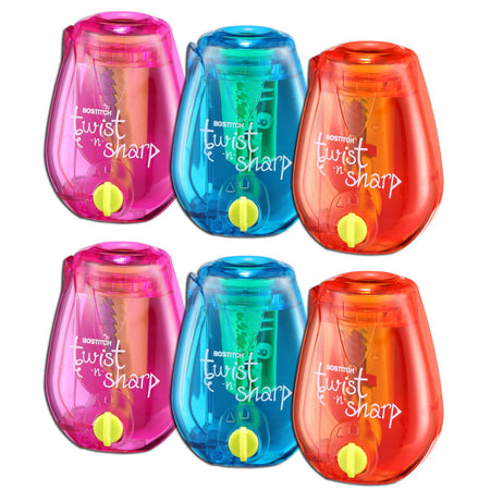 Twist-n-Sharp&trade; Kids Pencil Sharpener, Assorted Colors, Pack of 6