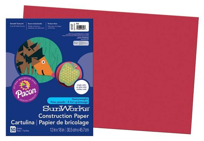Pacon Construction Paper 12" x 18" 50 Sheets Per Pack Red