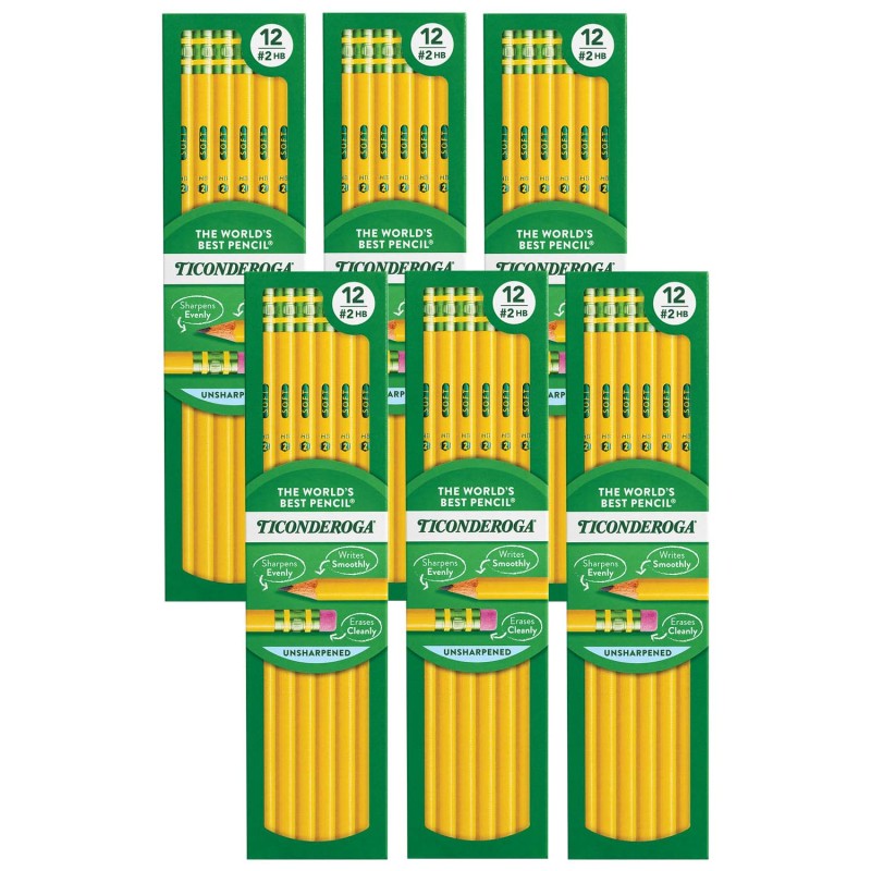 No. 2 Pencils, Unsharpened, 12 Per Pack, 6 Packs