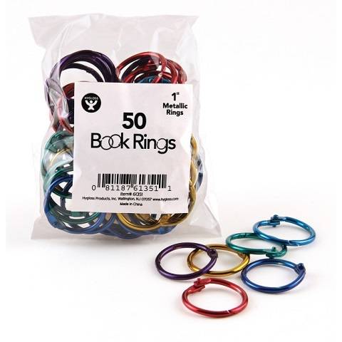 Hygloss Book Rings 1" Assorted - Steel, Metal - 50 / Pack, 61351