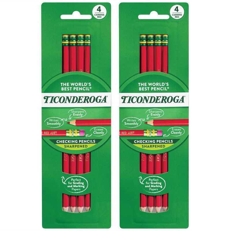 Crimson Red Erasable Checking Pencils, 4 Count, 2 Pack