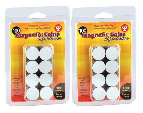 Hygloss Magnetic Coins-Self-Adhesive, 3/4-Inch Coins, 100/pack , 61400