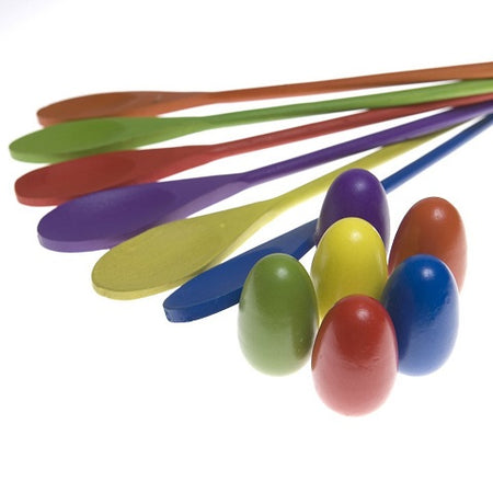 Wood Egg Spoon Game Set (six 12" spoons & six 2-1/2" eggs)