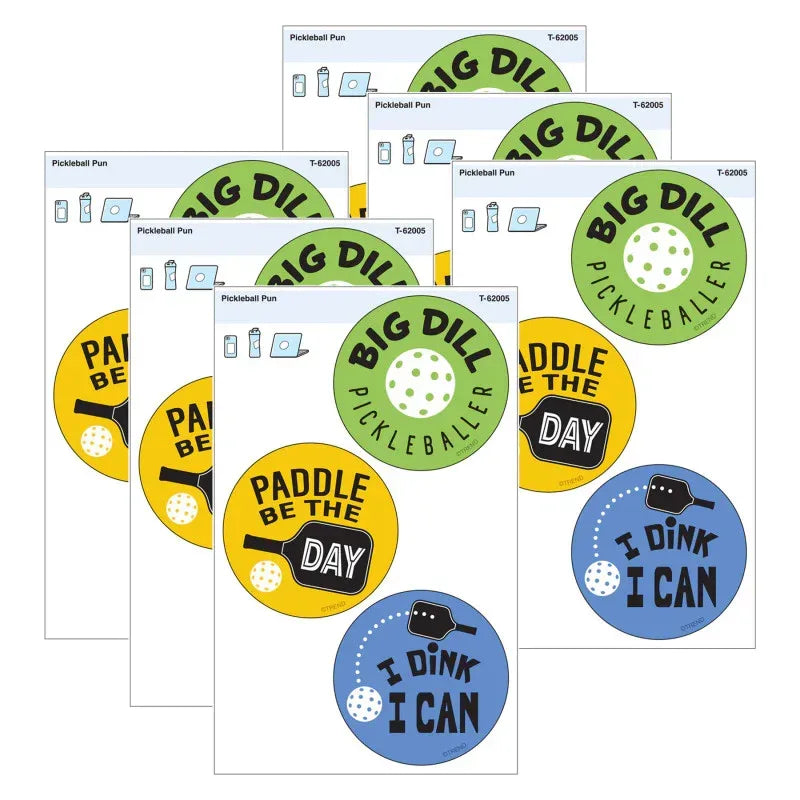 Pickleball Pun Vinyl Stickers, 3 Per Pack, 6 Packs