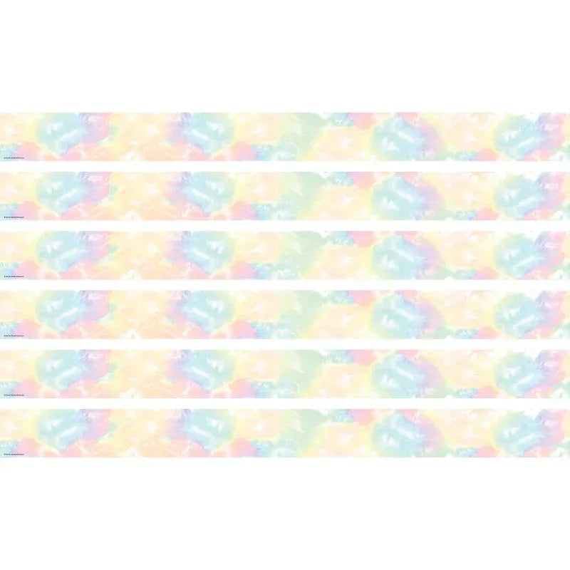 Pastel Pop Tie-Dye Straight Border Trim, 35 Feet Per Pack, 6 Packs