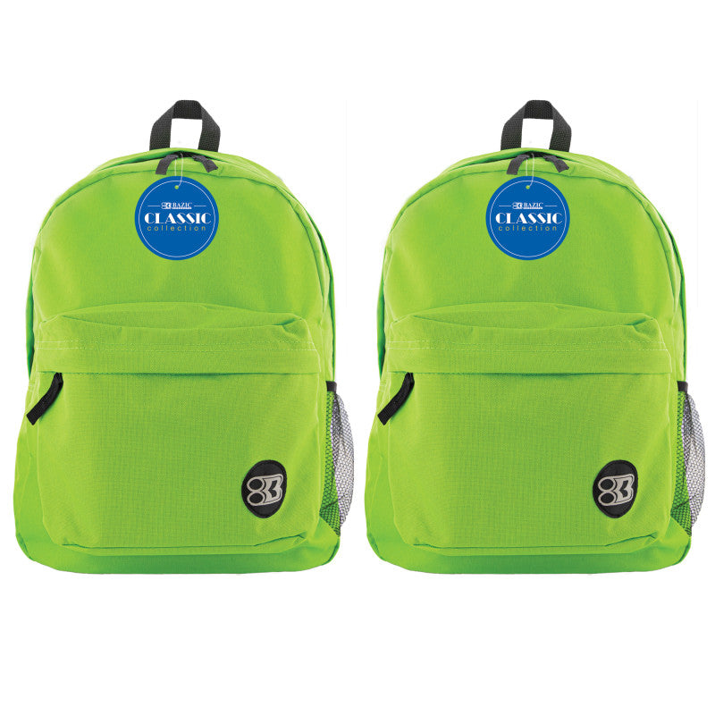 Classic Backpack 17" Lime Green, Pack of 2