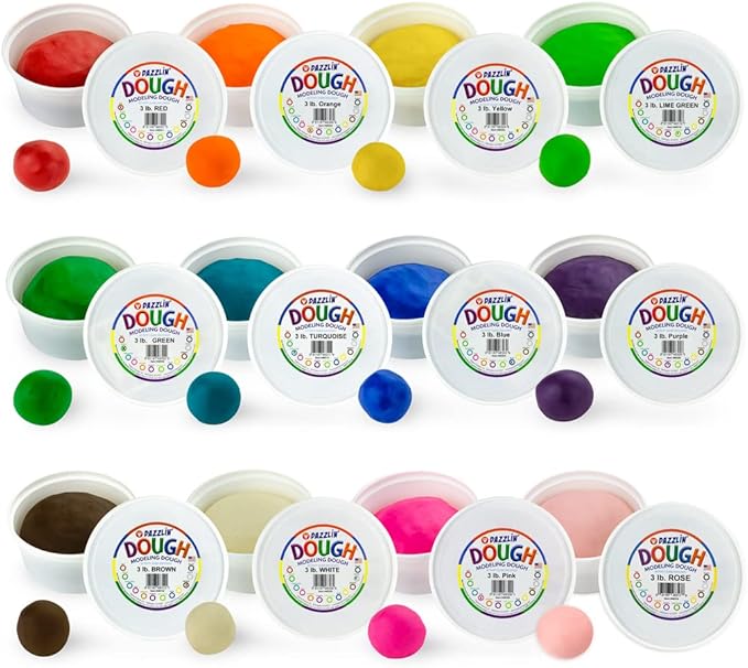 Hygloss Dazzlin Dough 3 lb. tubs 12 Colors Set