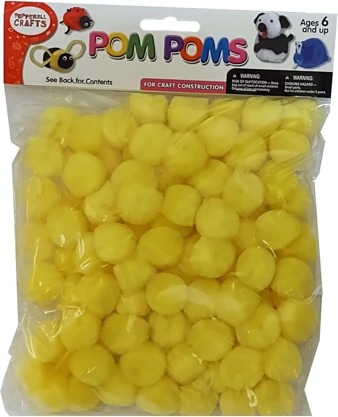 Craft Acrylic Pom Poms - Pkg of 100, 1", Yellow, (243YE)