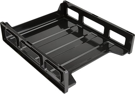 Front Loading Stackable Desk Tray Letter Size, Black, Plastic, Rectangular