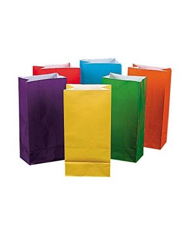 Hygloss Flat Bottom Paper Bags, 5 by 3-Inch by 9.3/4, Bright Colors, 28-Pack