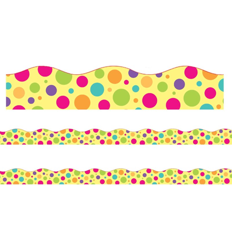 Borders/Trims, Magnetic, Scallop Cut - 1-1/2" x 24", Colorful Dot Theme, 24' per Pack, 2 Packs