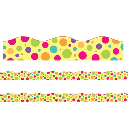 Borders/Trims, Magnetic, Scallop Cut - 1-1/2" x 24", Colorful Dot Theme, 24' per Pack, 2 Packs