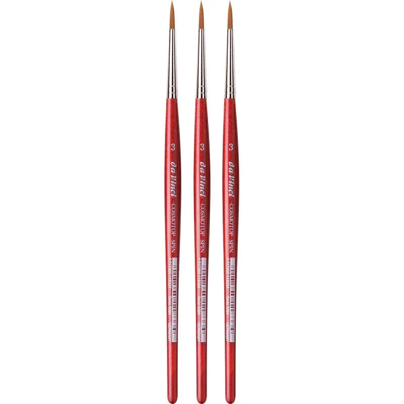 COSMOTOP-SPIN Silkpainting Brush, Synthetic, Watercolor, Round, Size -3, Pack of 3