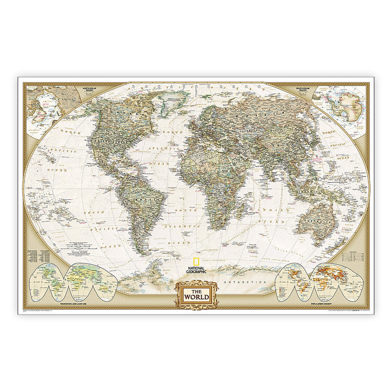 World Executive Map, Poster Size and Laminated, 36" x 24"