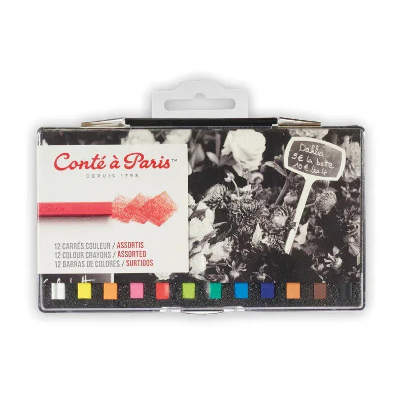 Carrés Couleur Pastel Crayons, Assorted Colors, Set of 12
