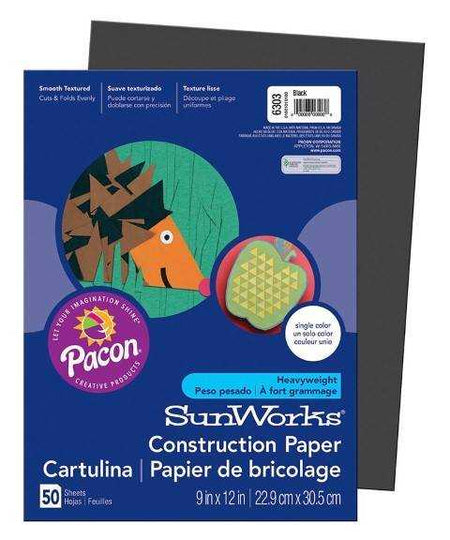 PRANG® Construction Paper 9" x 12" 50 Sheets Per Pack Medium Weight Black