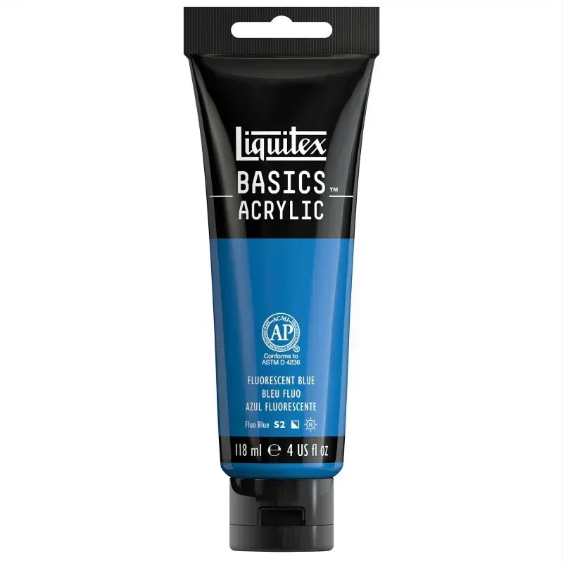 BASICS Acrylic Paint, 118 mL Tube, Fluorescent Blue