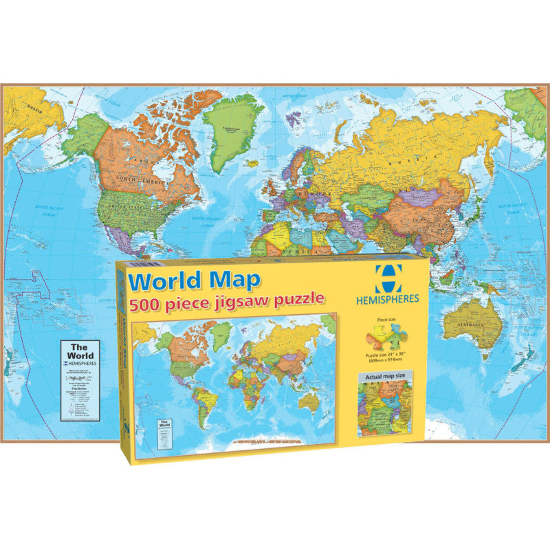 World Map Jigsaw Puzzle, 500 Pieces
