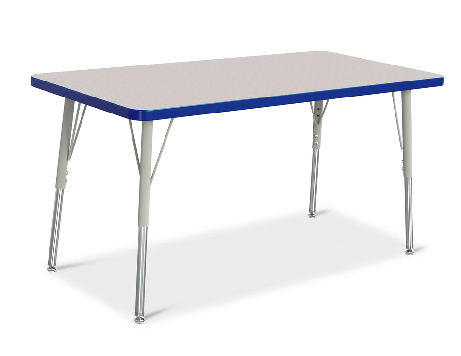 Berries® Rectangle Activity Table - 24" X 48", A-height - Freckled Gray/Blue/Gray