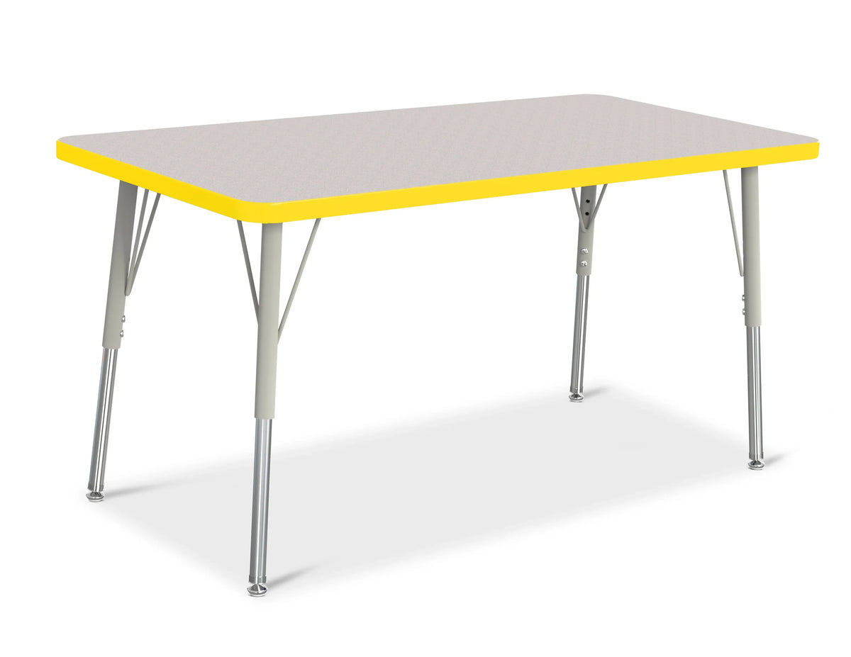 Berries® Rectangle Activity Table - 24" X 48", A-height - Freckled Gray/Yellow/Gray