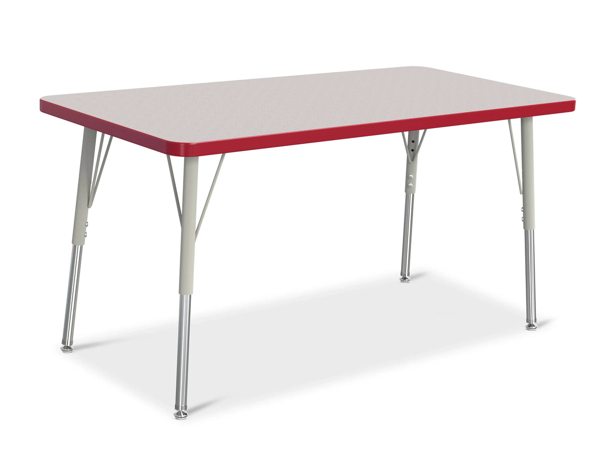 Berries® Rectangle Activity Table - 24" X 48", A-height - Freckled Gray/Red/Gray