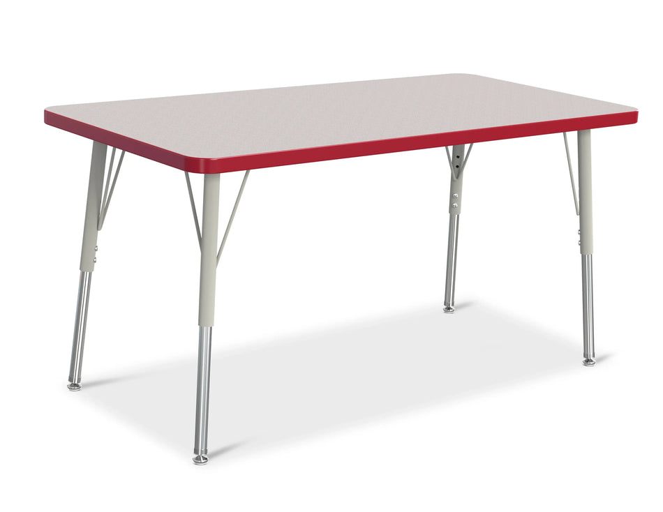 Berries® Rectangle Activity Table - 24" X 48", A-height - Freckled Gray/Red/Gray