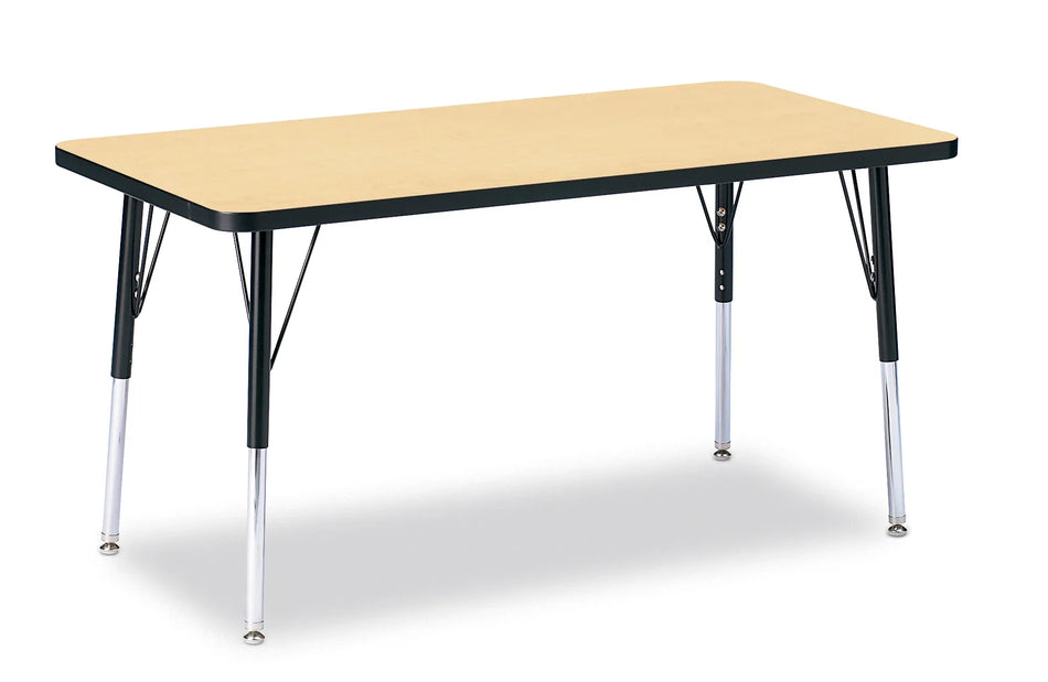 Berries® Rectangle Activity Table - 24" X 48", A-height - Maple/Black/Black