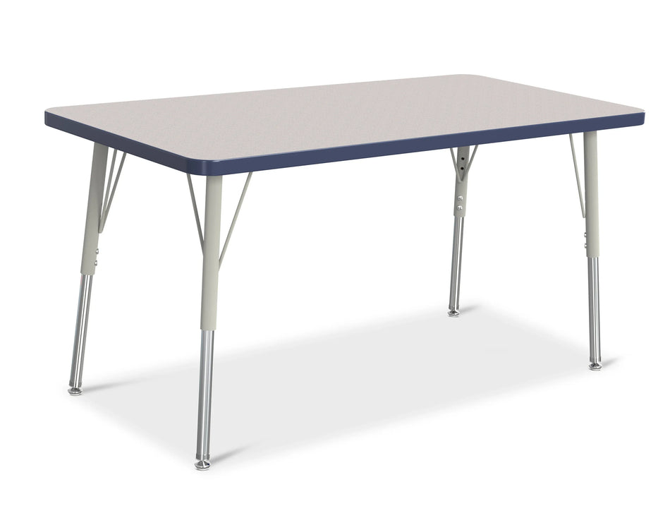 Berries® Rectangle Activity Table - 24" X 48", A-height - Freckled Gray/Navy/Gray