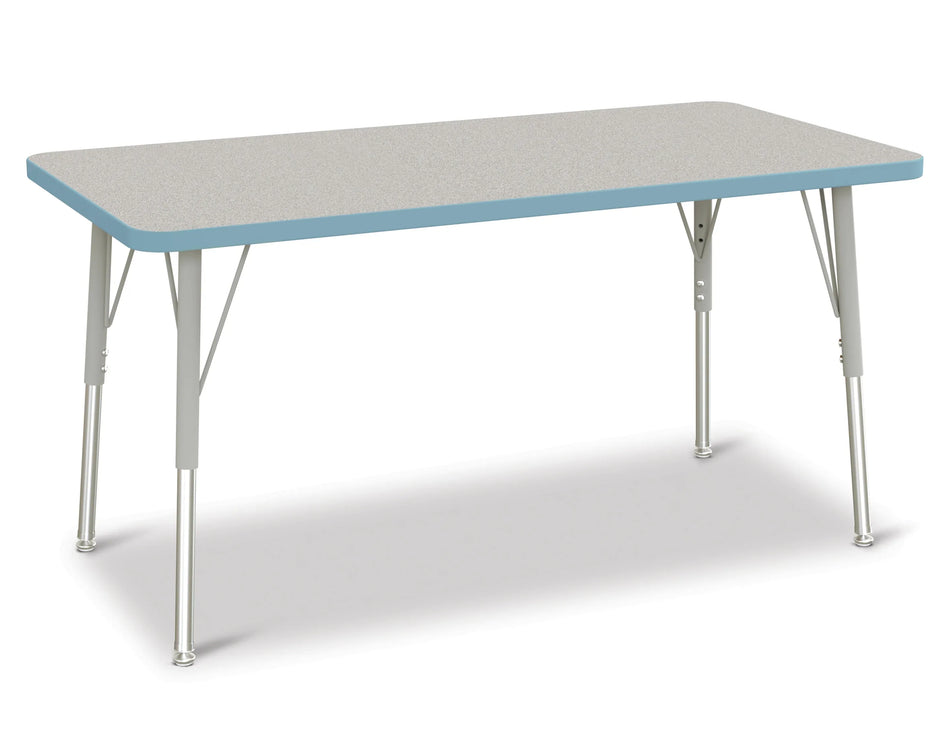 Berries® Rectangle Activity Table - 24" X 48", A-height - Freckled Gray/Key Lime/Gray
