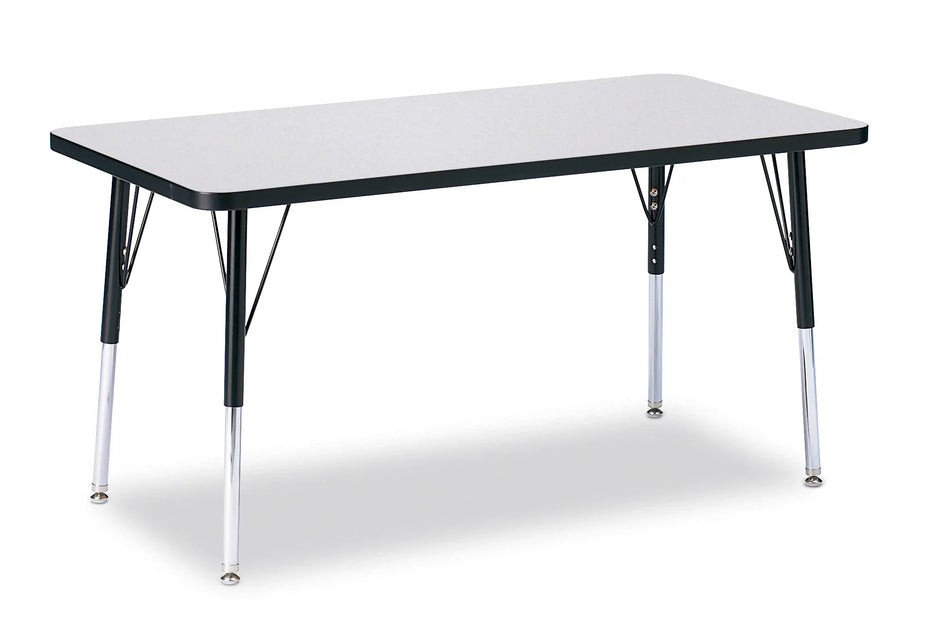 Berries® Rectangle Activity Table - 24" X 48", A-height - Freckled Gray/Black/Black