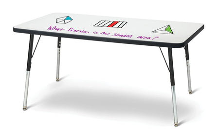 Berries® Rectangle Dry Erase Table - 24" x 48", A-height - Write-n-Wipe/Black/Black