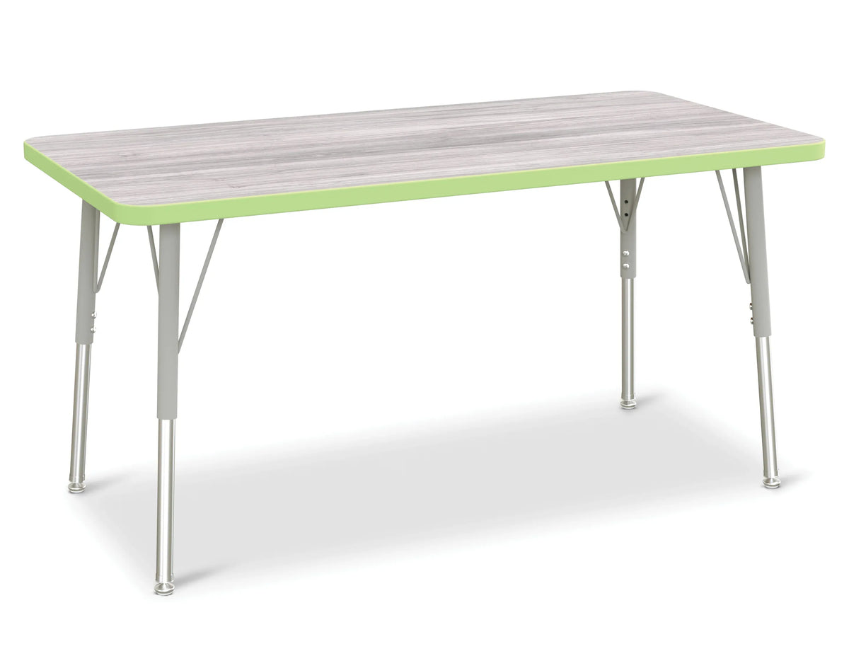 Berries® Rectangle Activity Table - 24" X 48", A-height - Driftwood Gray/Key Lime/Gray
