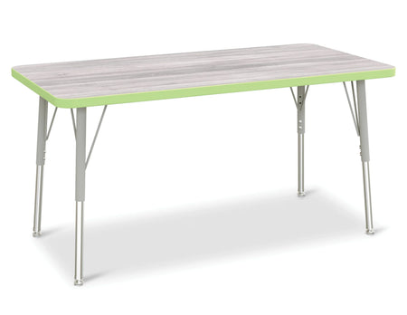 Berries® Rectangle Activity Table - 24" X 48", A-height - Driftwood Gray/Key Lime/Gray