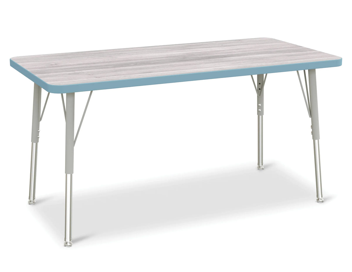 Berries® Rectangle Activity Table - 24" X 48", A-height - Driftwood Gray/Coastal Blue/Gray
