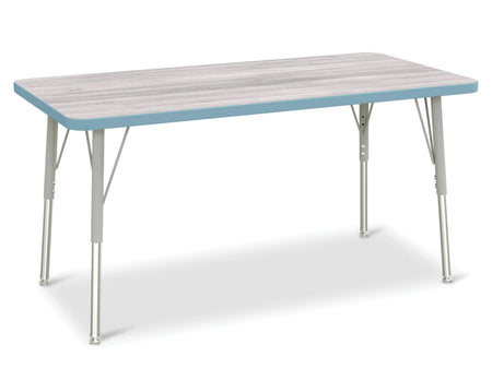 Berries® Rectangle Activity Table - 24" X 48", A-height - Driftwood Gray/Coastal Blue/Gray