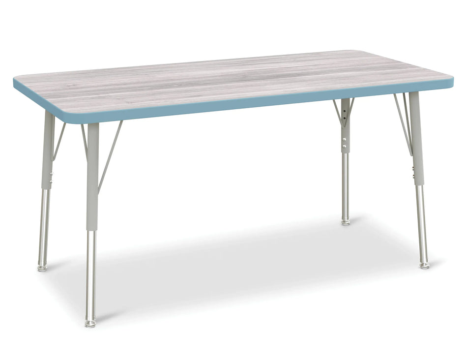 Berries® Rectangle Activity Table - 24" X 48", A-height - Driftwood Gray/Coastal Blue/Gray