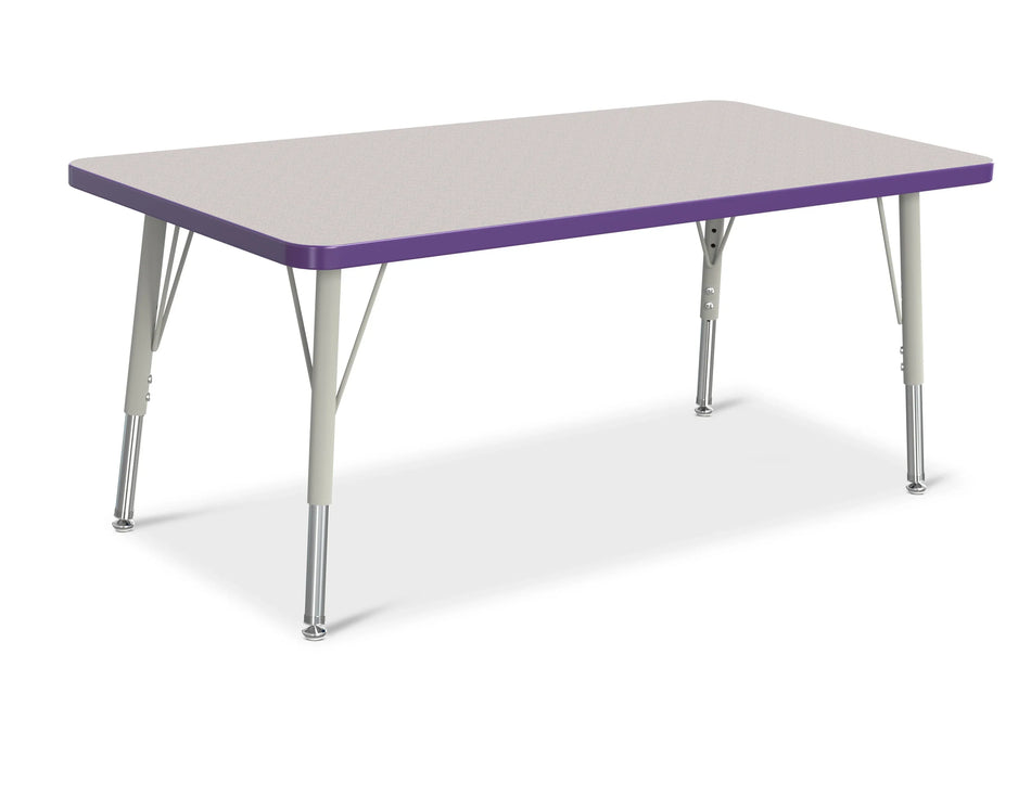 Berries® Rectangle Activity Table - 24" X 48", E-height - Freckled Gray/Purple/Gray