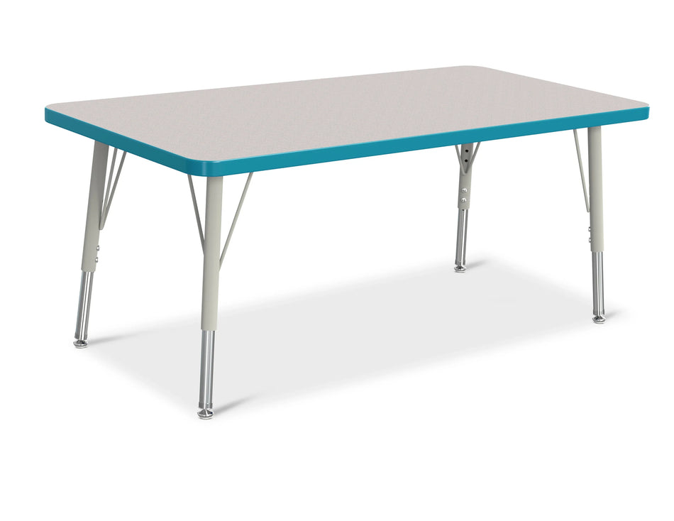 Berries® Rectangle Activity Table - 24" X 48", E-height - Freckled Gray/Teal/Gray
